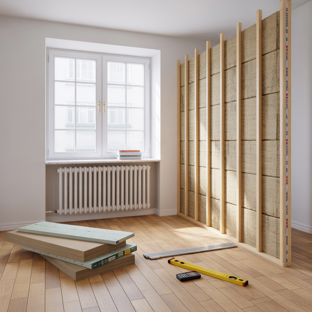 bygga innervagg med regelverk matt ljud och kostnad