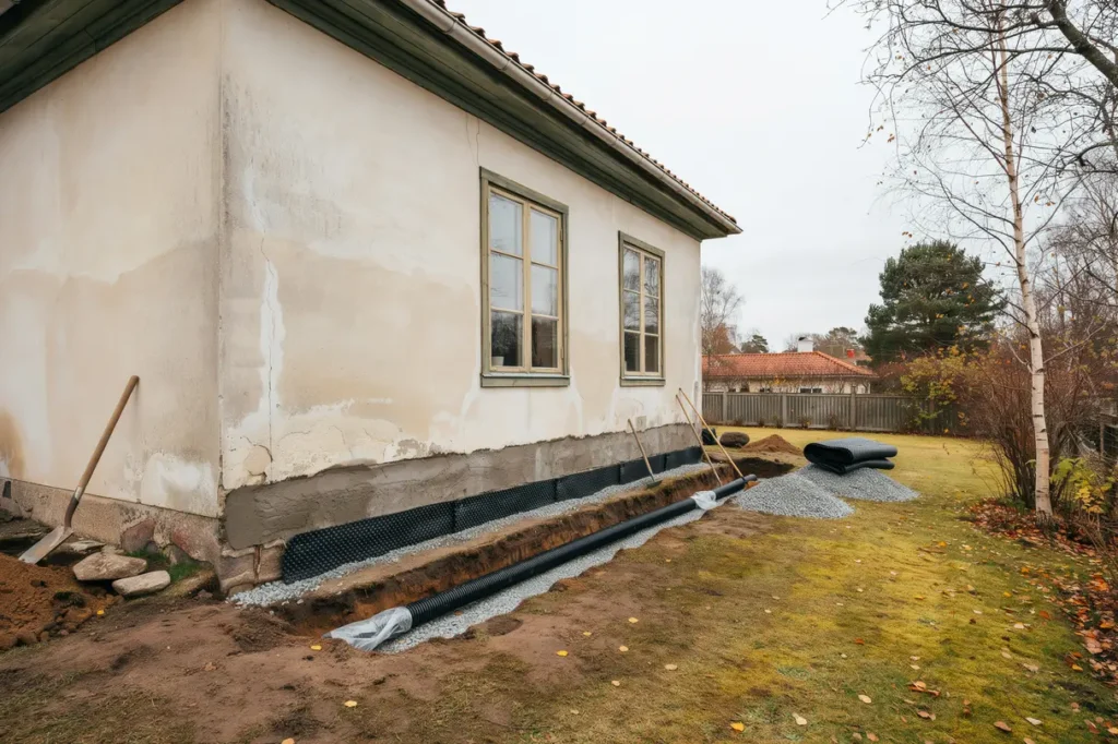 dr nera husgrunden r tt tecken p fukt arbetsmoment och kostnad f r villa gare