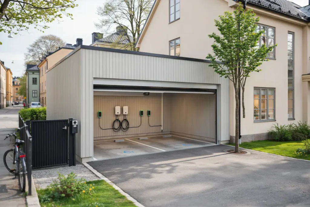 tillbyggnad av garage med laddplatser p s dermalm stockholm